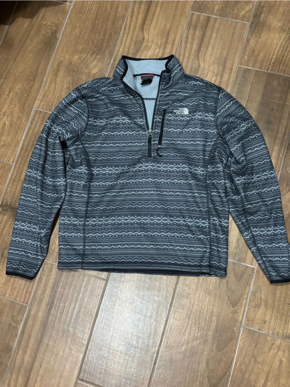 The North Face Men's Printed Fleece Jacket | Gray Fair Isle Full Zip | Medium